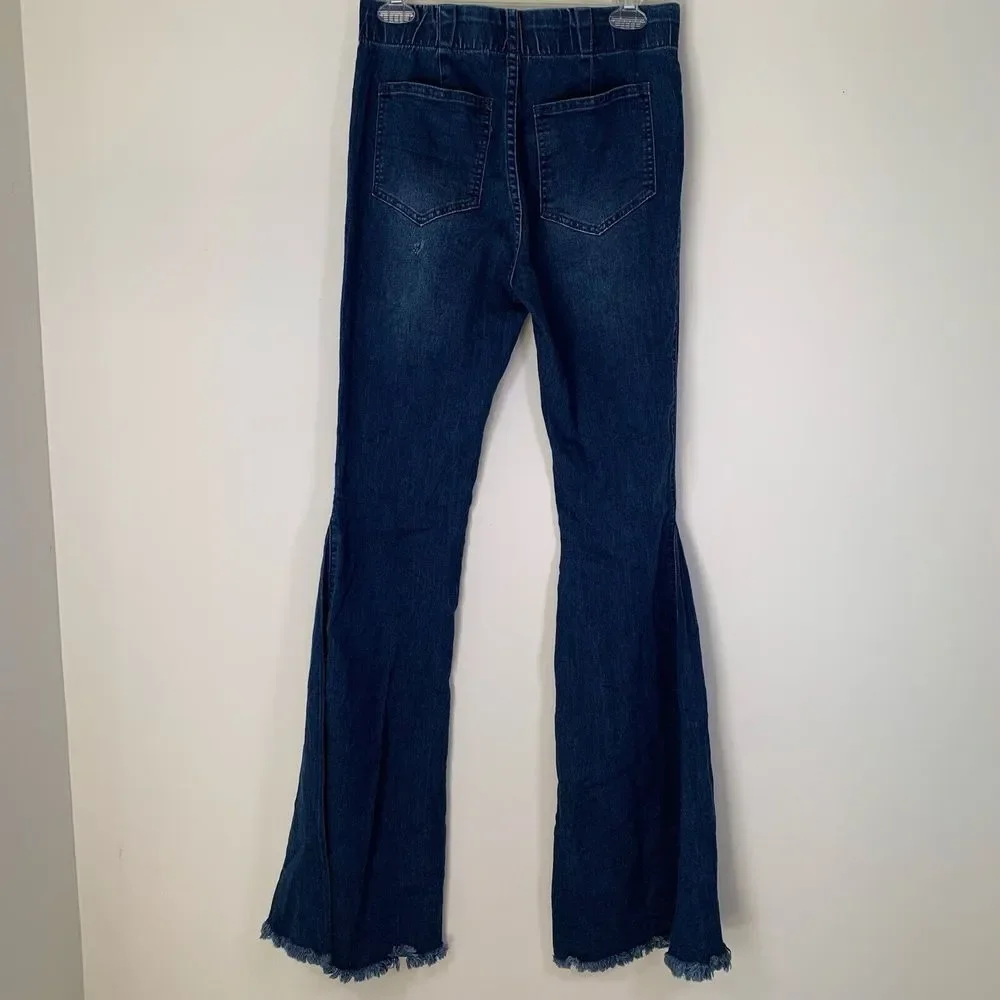 Newbury Kustom Jeans Women’s Medium Blue Medium Wash Pull On Distressed